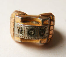 1930s Gold Plated Rhinestone Antique Art Deco Jewelry Knight Ring