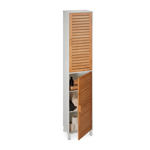 Meuble blanc bambou rangement - blanc,
