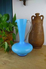 Blue Opaline Blown Glass Carafe - Vintage Elegance