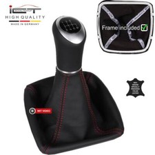 Cuir ICT pommeau levier vitesse pour Ford S-Max WA6 6vitesses fil rouge C65