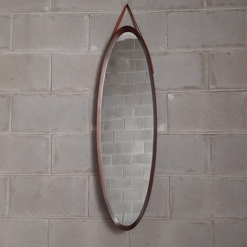 Miroir ovale teck mural - ovale, en