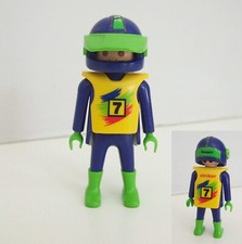 PLAYMOBIL (S318) RACING - Moto Cross rider #7 Green & Blue 3698