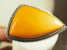 BROCHE ANCIENNE ARGENT MASSIF AMBRE VINTAGE SILVER AMBER MODERNIST BROOCH