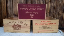 3 EMPTY WINE BOXES: Château La Tour Carnet, River, Cardinal Palace