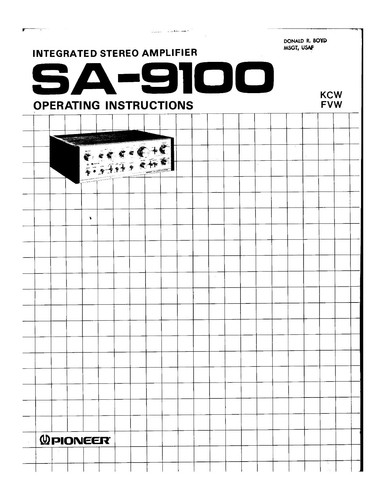 Mode emploi pioneer - d'emploi, sa-9100