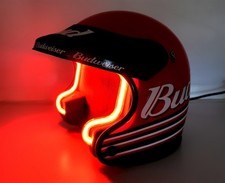 Vintage BUDWEISER BUD Racing Helmet w/ RED NEON Dale Earnhardt Jr. Nascar WORKS