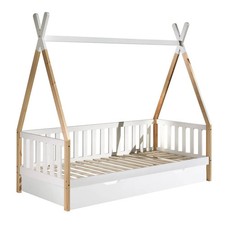 FLITT - Lit Banquette 90x200cm Forme Tipi avec Tiroir Blanc