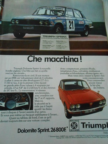 Publicté 1975 triumph - 1975, che