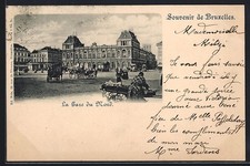 Old postcard Brussels, La Gare du Nord 1899 