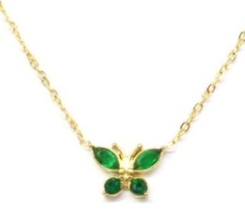 Collier papillon vert acier - vert, en