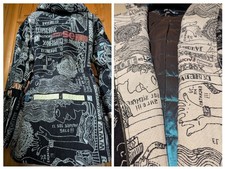 Desigual  Sz 40(see measur)print face hand text black vibrant hooded coat jacket