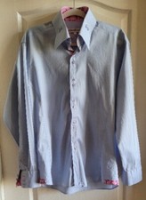 3 Button High Collar Shirt Light Blue Floral Contrast SOLIVE Unique European?