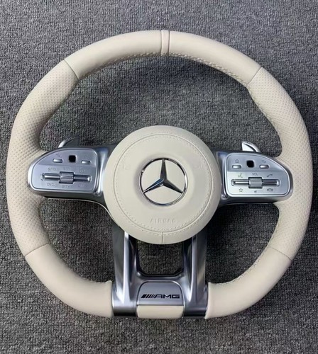 Volant sport amg cuir blanc - volant,