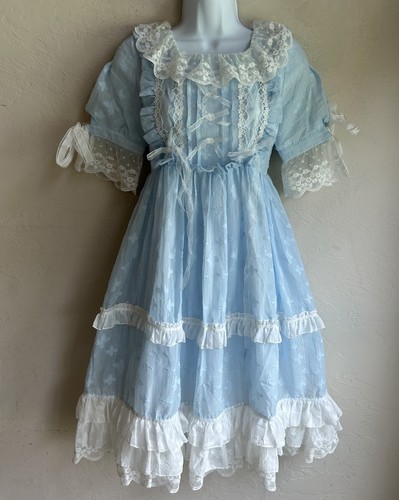 Sweet lolita dress blue - blue, white