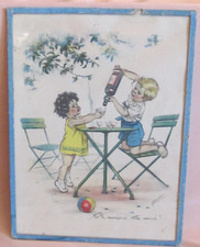 Antique drawing engraving Germaine Bouret 24 cm x 18 cm you will get married this year