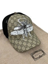 Gucci GG Monogram Insect Print Mesh Baseball Cap Hat Beige Size M