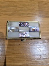 Boîte rectangle pilulier en fer ancien collection - Couvercle en nacre