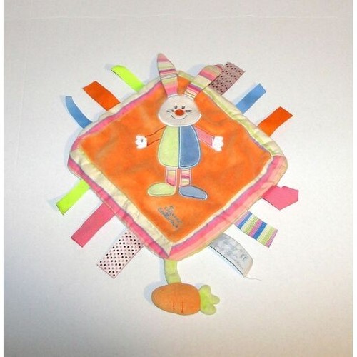 Doudou plat lapin - plat, orange