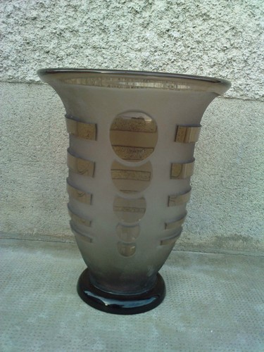 Vase verre fumé art deco - verre,