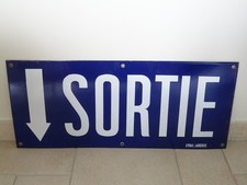 LARGE Antique Enamel Plaque EXIT Station Old Station Enamel Folk Art