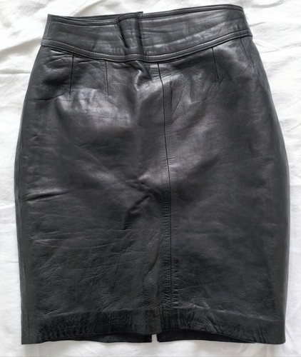 Jupe cuir agneau plongé - cuir,