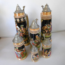 lot of 6 original king stoneware beer mugs