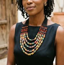 Collier Ethnique Krobo- Perles