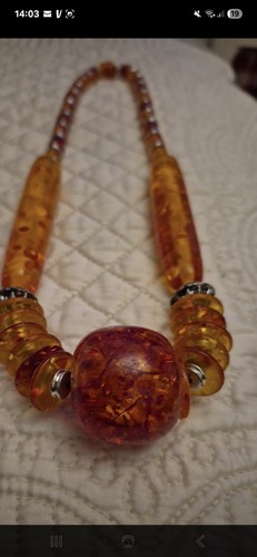 Collier ambre ancien - collier,