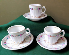 3 Tasses et 3 sous tasses XIX ème en Porcelaine épaisse Porcelaine de Paris