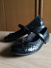 Girls Black Paint Quilted Ballerinas with Tear Buckle 36