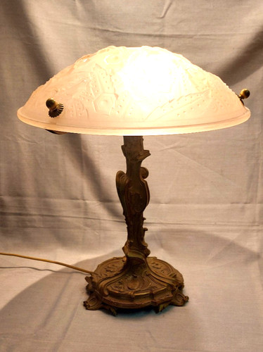 Lampe pied bronze - pied, coupelle