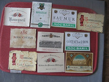 ++"1668"  LOT DE 10 ETIQUETTES DE VINS ANCIENNES