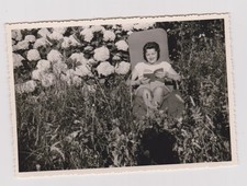 old photo ?️ woman deckchair reading garden circa 1955