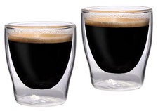 Coffee Cup Set of 2 Double Wall Coffee Cups Original Glass Coffee Cups 80ml V...