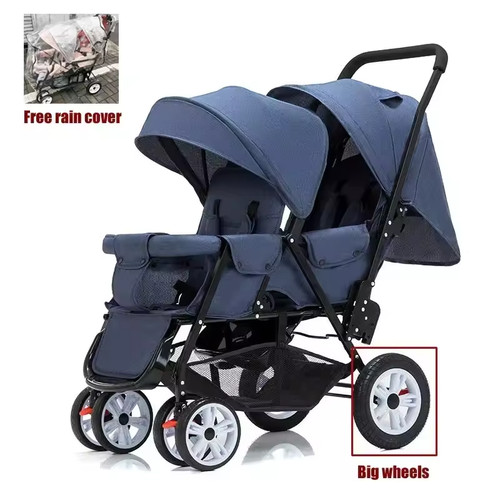 Poussette pour jumeau bleu