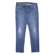 Jean Slim Droit Bleu En Pierre