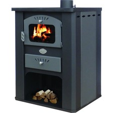 Poêle à bois Zvezda Maxi Lux VR16 - 26 kW avec chaudière à eau, noir