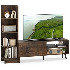 Meuble TV 50" 127 cm Étagère Bibliothèque 4 Niveaux Armoire Spacieuse Fermée