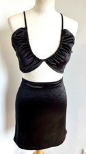set T40/42 2 piece skirt + satin shiny black stretch top 384!
