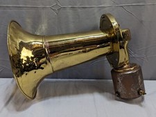 Vtg Polished Brass 12V Klaxon Oval Air Horn SN 93406 Car Rat Rod Packard 1908