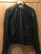 IKKS MEN BLACK LEATHER JACKET HOMME CUIR BLOUSON SIZE SMALL MJ48013-02
