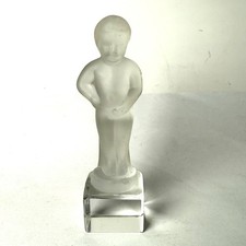 Val St. Lambert Manneken Pis Frosted Crystal Figurine Belgium 3.5" Cristal