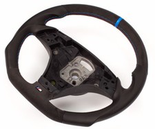 Aplati Alcantara Volant en Cuir pour BMW M3 E46 Volant Multifonctions Bleu