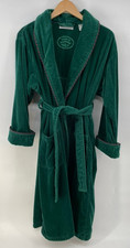 Vintage LAURA ASHLEY Robe OS Hunter Green Heavy Weight 100% Cotton Colorful Trim