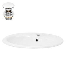 Lavabo en céramique blanc avec garniture de vidage et trop-plein 570x195x485 mm