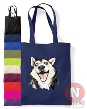 Sac Tote Chien Husky Sibérien Art Canin Amusant Shopping 100% Coton Écologique