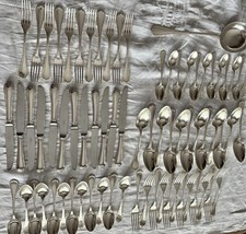 ANTIQUE CHRISTOFLE SILVER METAL HOUSEWARE MODEL RIBBONS 72 PIECES
