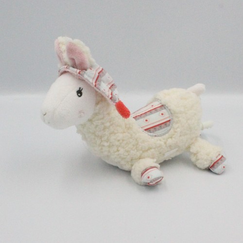 Doudou musical lama - blanc, rose