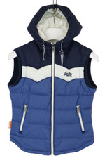 SUPERDRY  Waistcoat Women's SMALL Full Zip Hooded Padded Quilted Blue