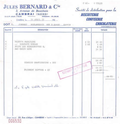Facture 1965 jules - ,